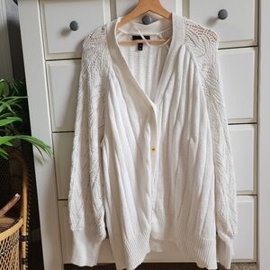 Lane Bryant 100% cotton white button cardigan 26/28
